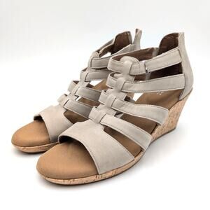Rockport Briah Gladiator Wedge Sandals Women's TAUPE Size US8M EU38.5